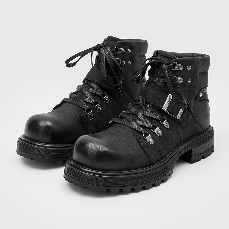 Brand Men Leather Boots Motorc - Luxury Lifestyle Store ulasan dan harga