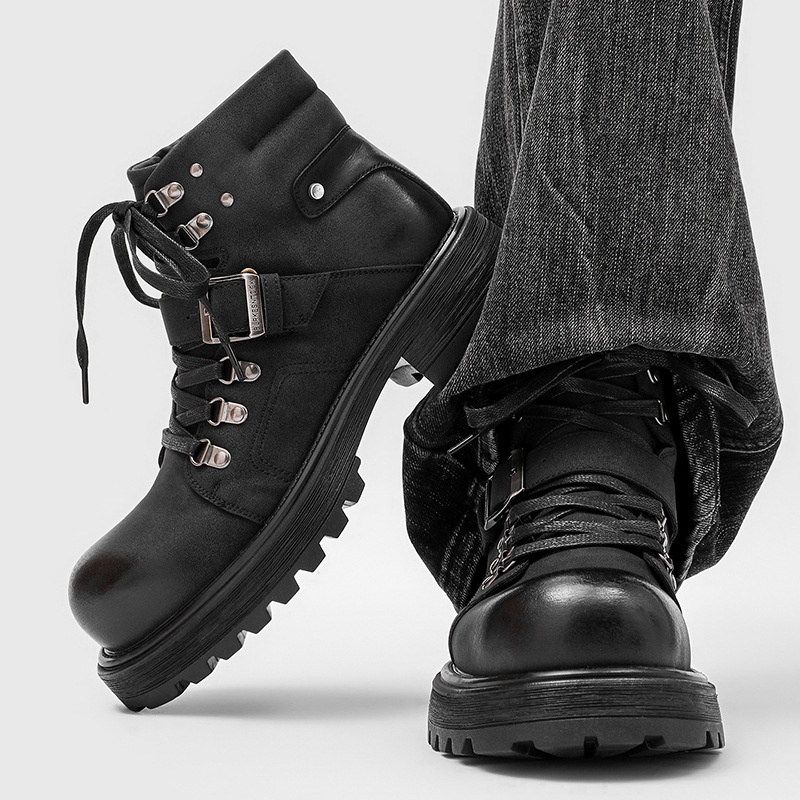 Brand Men Leather Boots Motorc - Luxury Lifestyle Store ulasan dan harga
